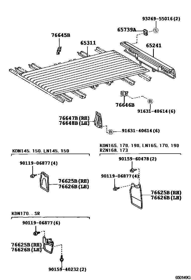 Toyota HILUX 后车身地板和翼子板 EPC diagram — 650149G