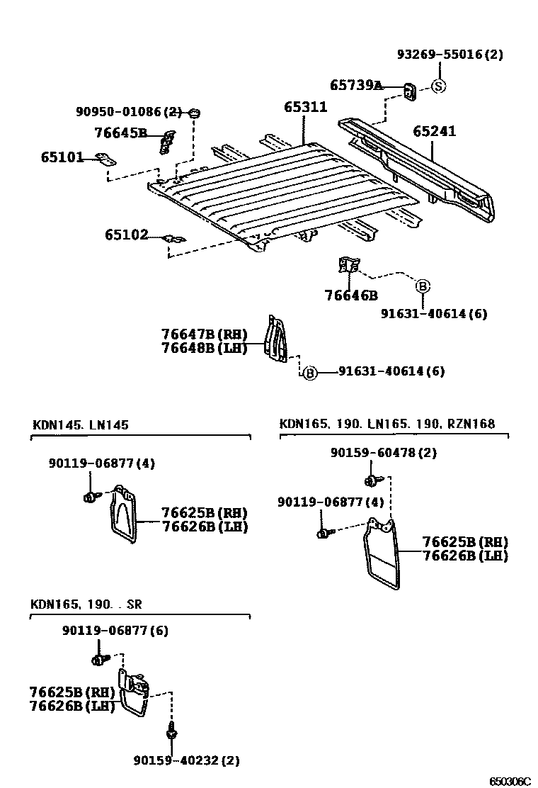 Toyota HILUX 后车身地板和翼子板 EPC diagram — 650306C