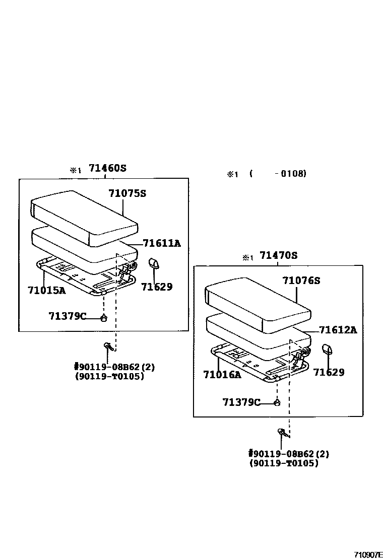 Toyota HILUX 座椅和座椅滑轨 EPC diagram — 710907E