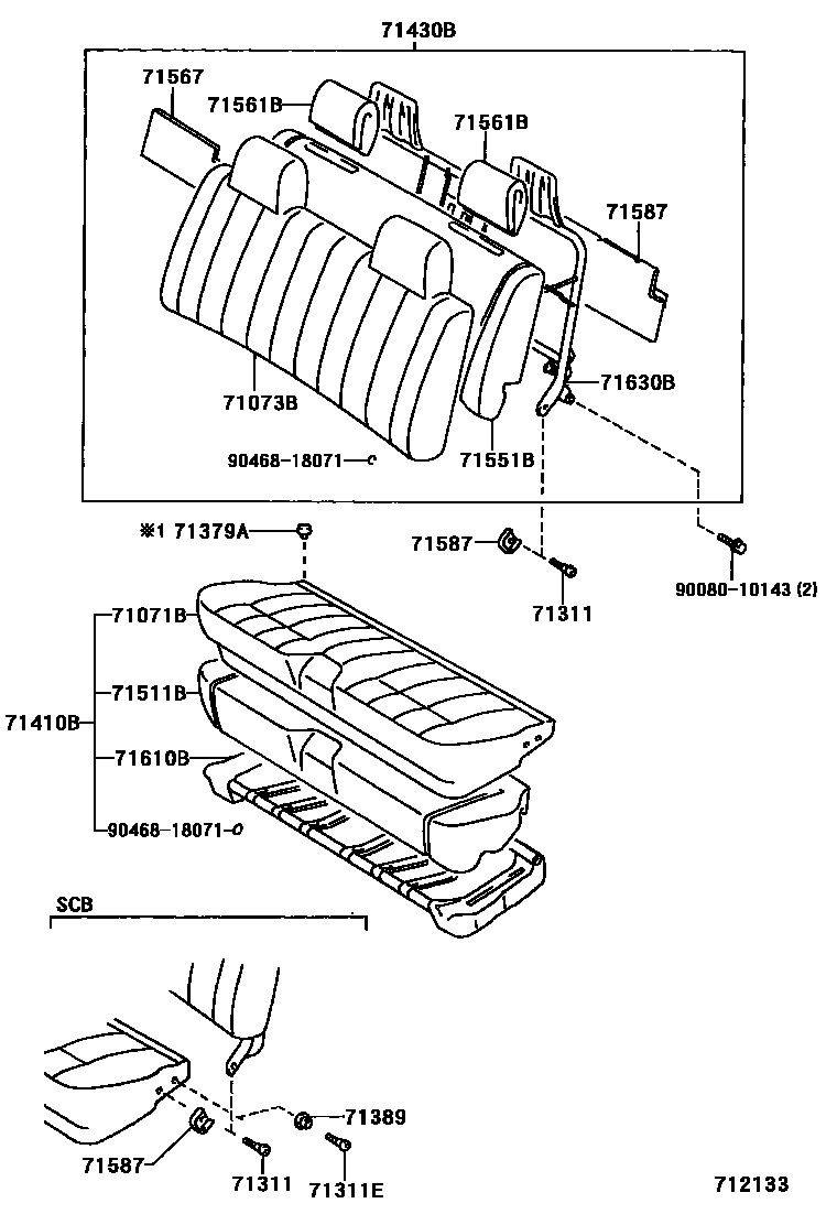 Toyota HILUX 座椅和座椅滑轨 EPC diagram — 712133