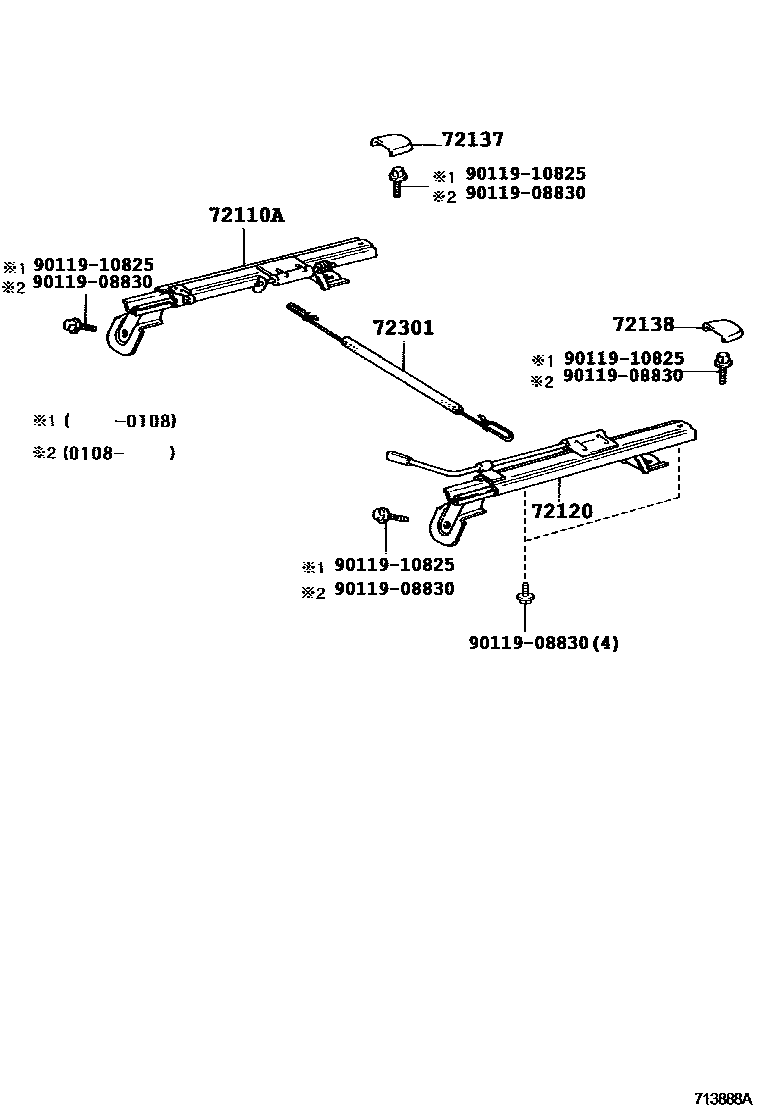 Toyota HILUX 座椅和座椅滑轨 EPC diagram — 713888A