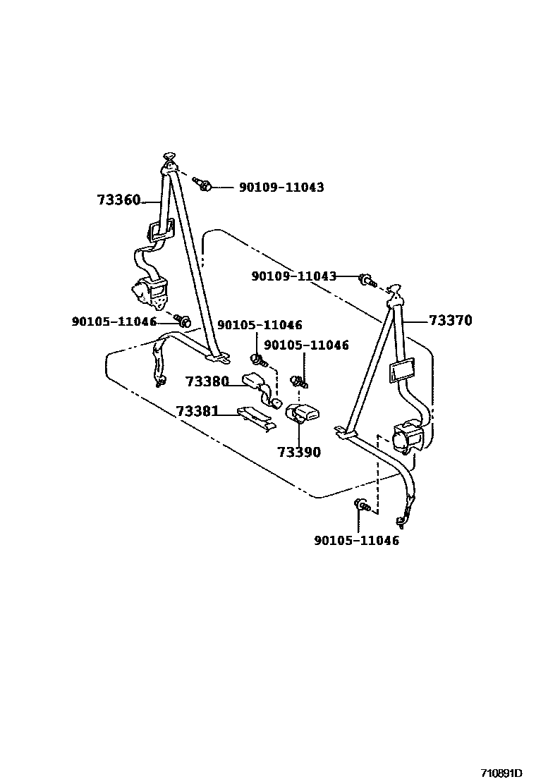 Toyota HILUX seat belt EPC diagram — 710891D