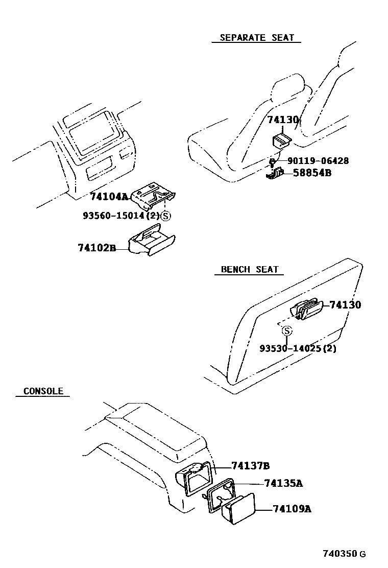 Toyota HILUX 烟灰盒 EPC diagram — 740350G
