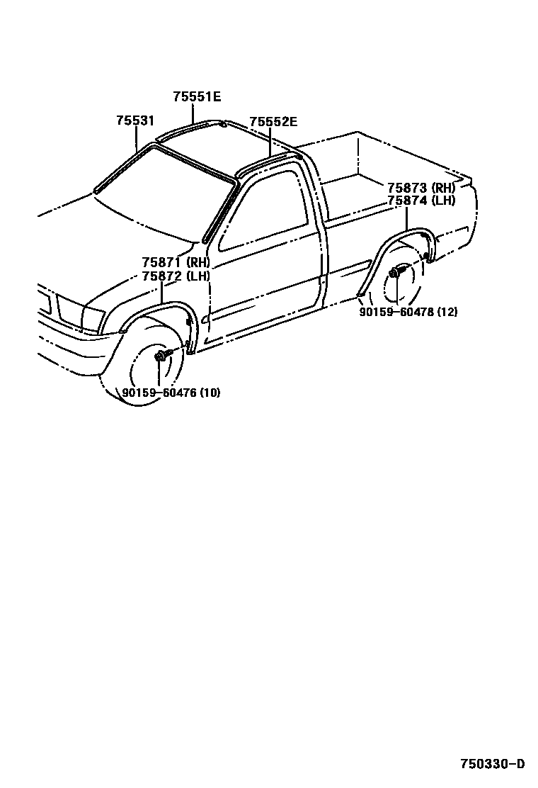 Toyota HILUX 防护条 EPC diagram — 750330D