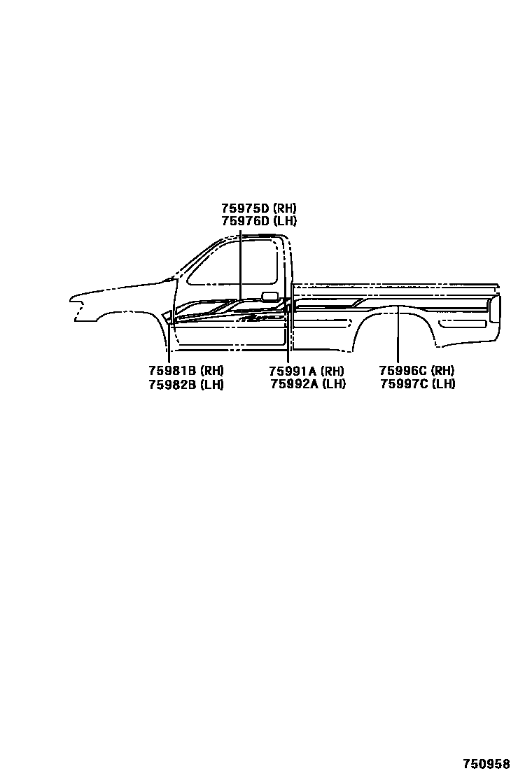 Toyota HILUX 车身镶条 EPC diagram — 750958