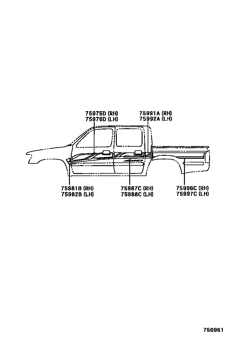 Toyota HILUX 车身镶条 EPC diagram — 750961