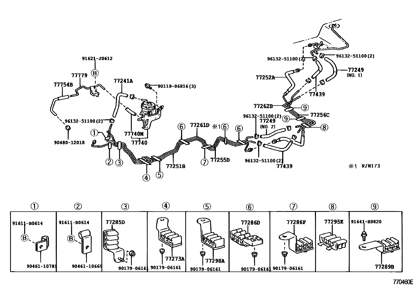 Toyota HILUX 燃油箱和燃油管 EPC diagram — 770460E