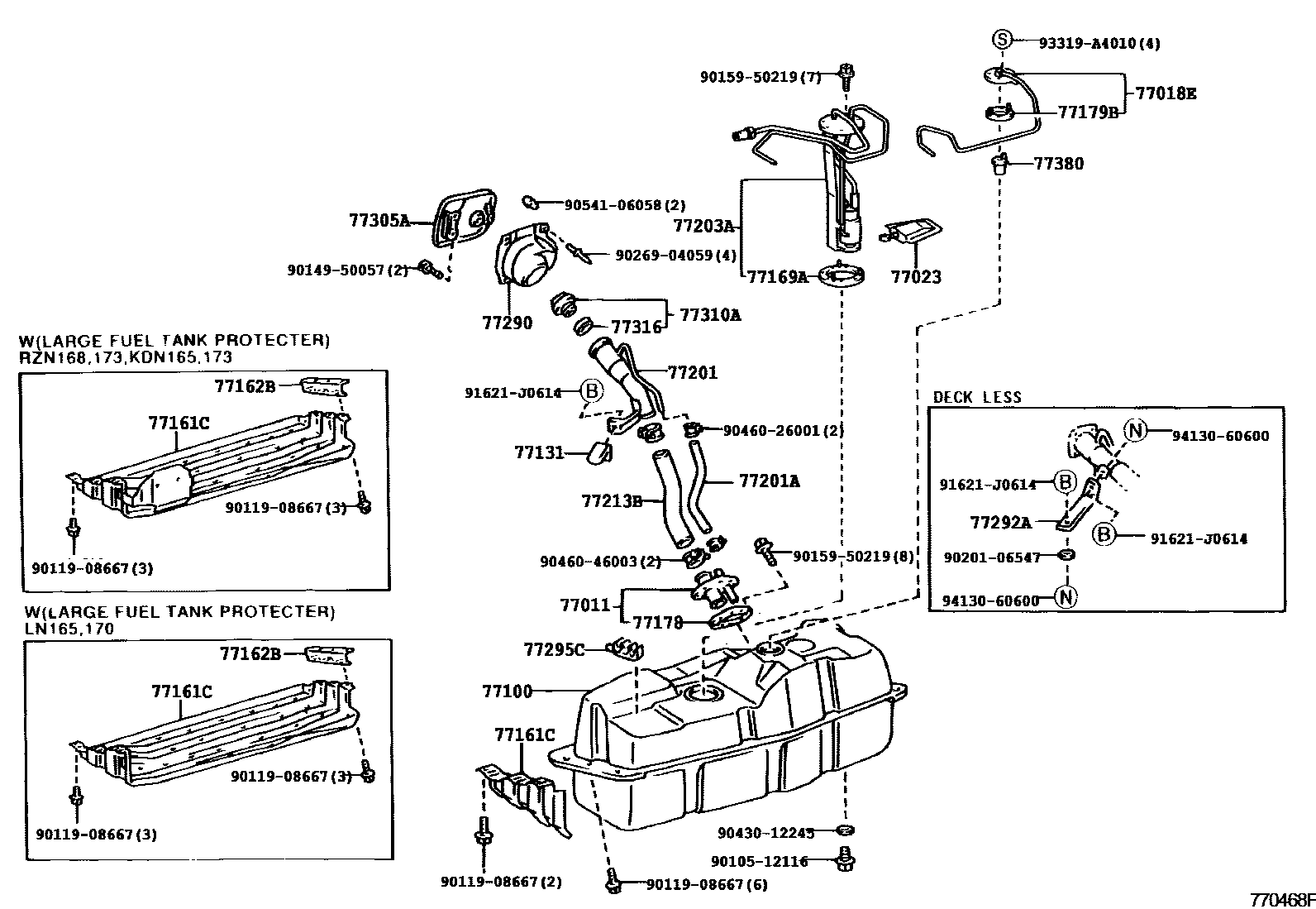Toyota HILUX 燃油箱和燃油管 EPC diagram — 770468F