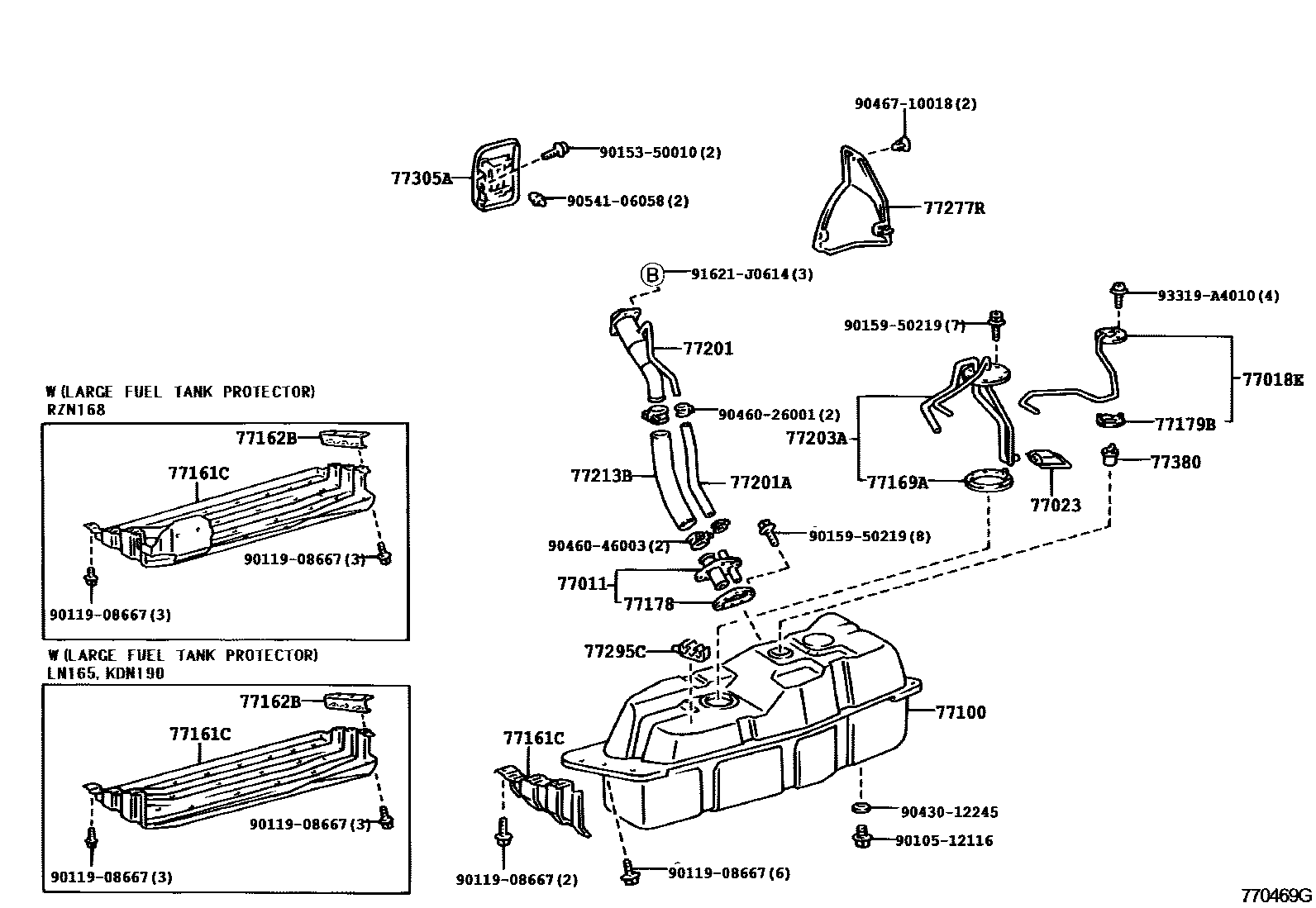 Toyota HILUX 燃油箱和燃油管 EPC diagram — 770469G