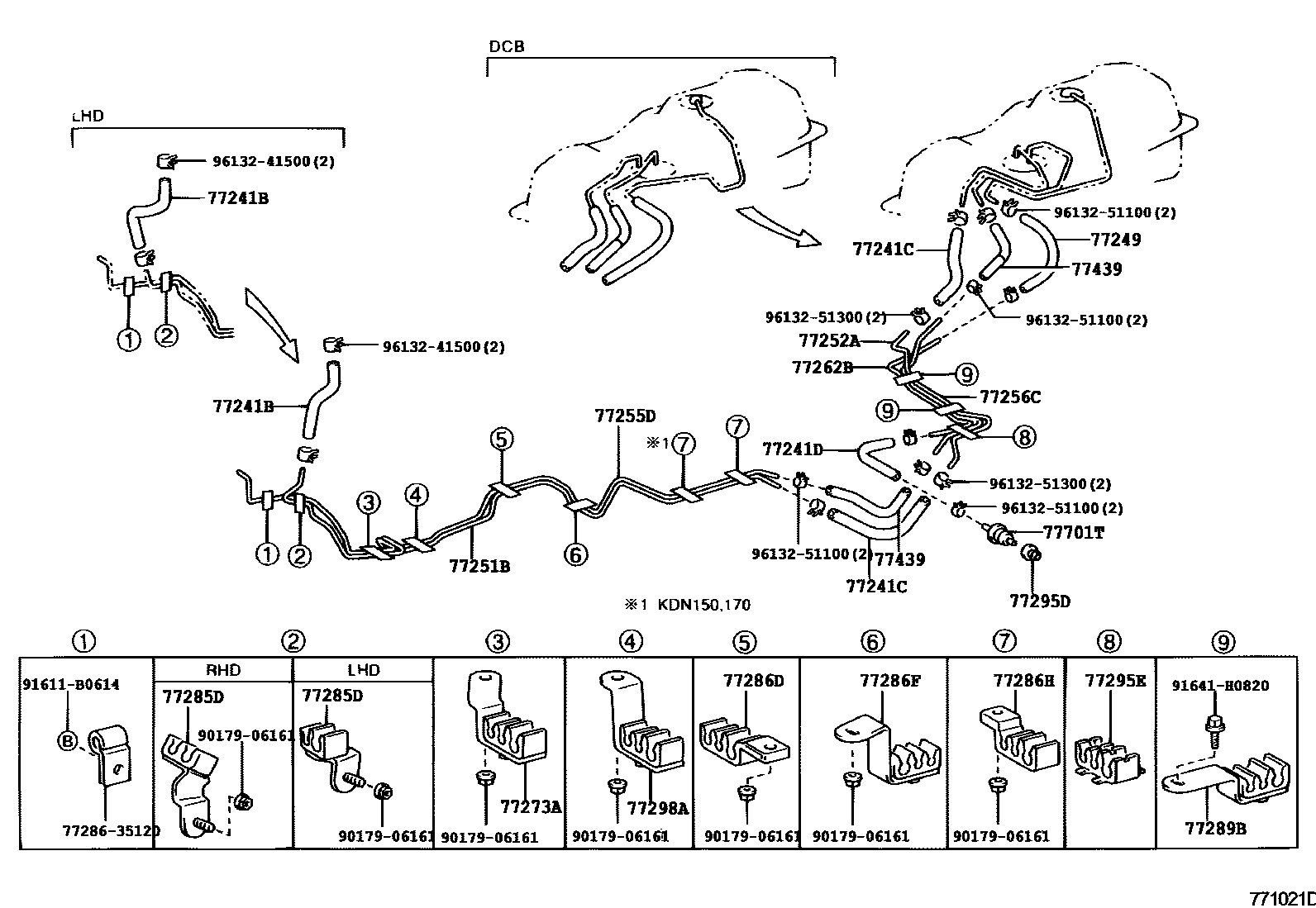 Toyota HILUX 燃油箱和燃油管 EPC diagram — 771021D