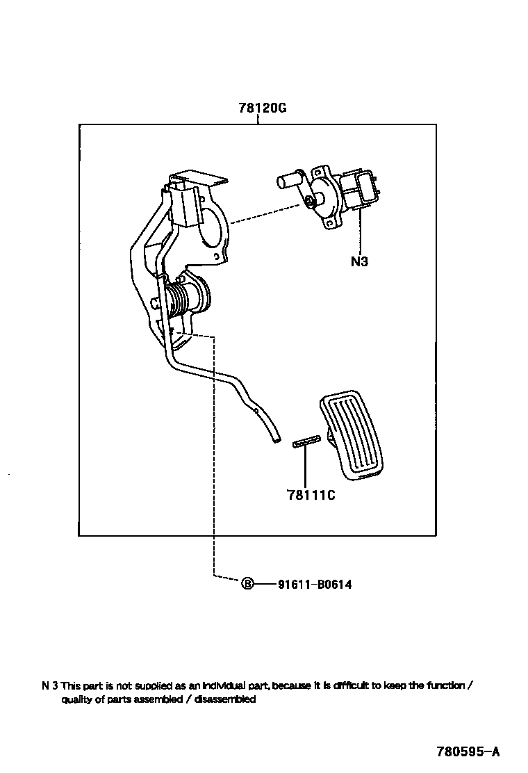Toyota HILUX accelerator pedal connecting rod EPC diagram — 780595A