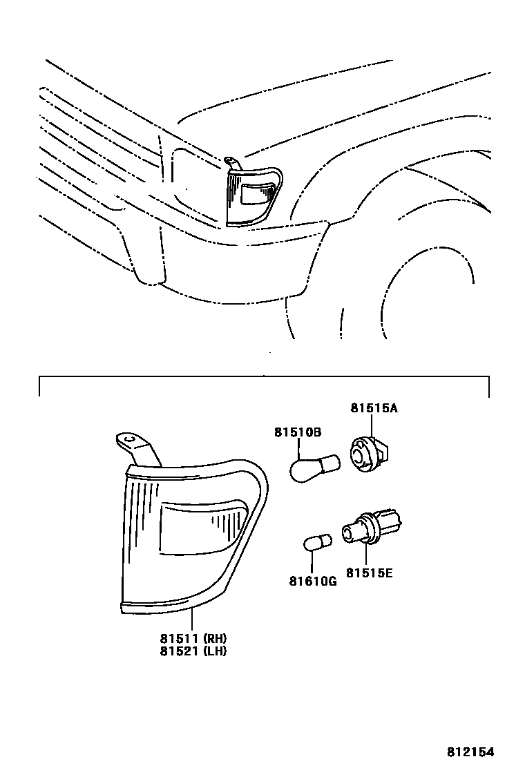Toyota HILUX 前转向灯 EPC diagram — 812154