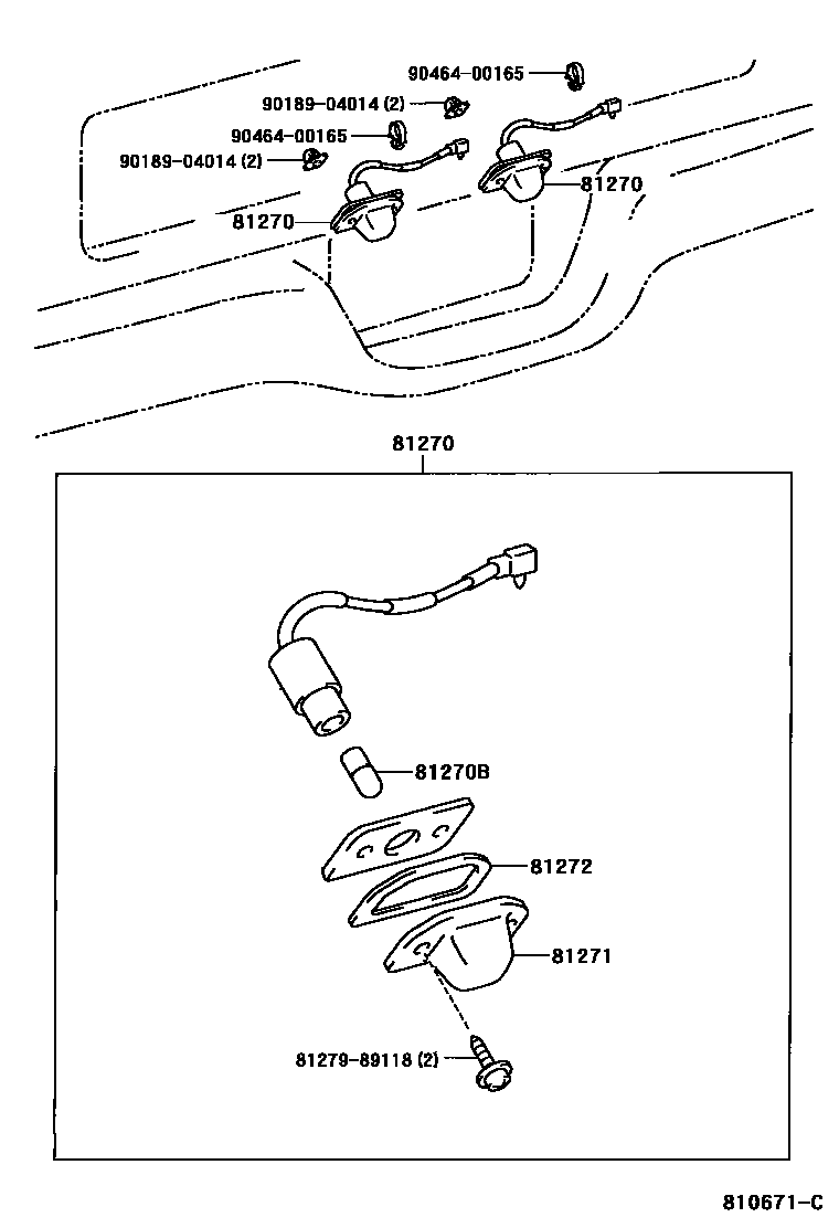 Toyota HILUX 后牌照灯 EPC diagram — 810671C