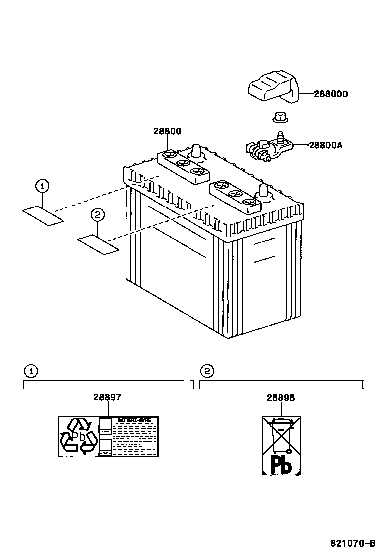 Toyota HILUX 蓄电池和蓄电池电缆 EPC diagram — 821070B