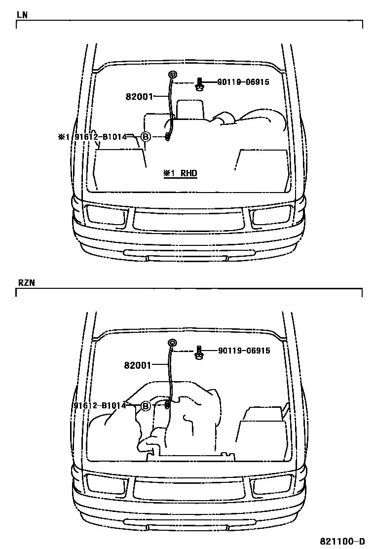 Toyota HILUX 线束和卡夹 EPC diagram — 821100D