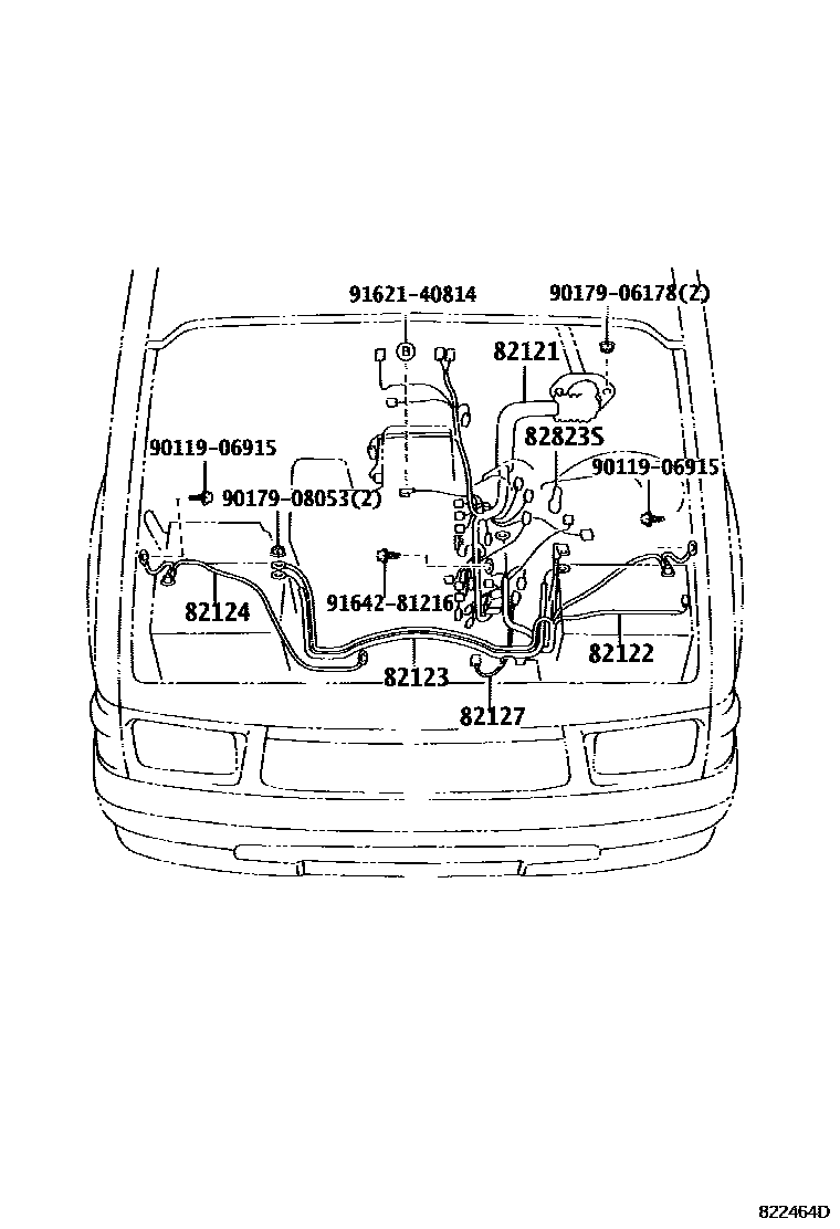 Toyota HILUX 线束和卡夹 EPC diagram — 822464D