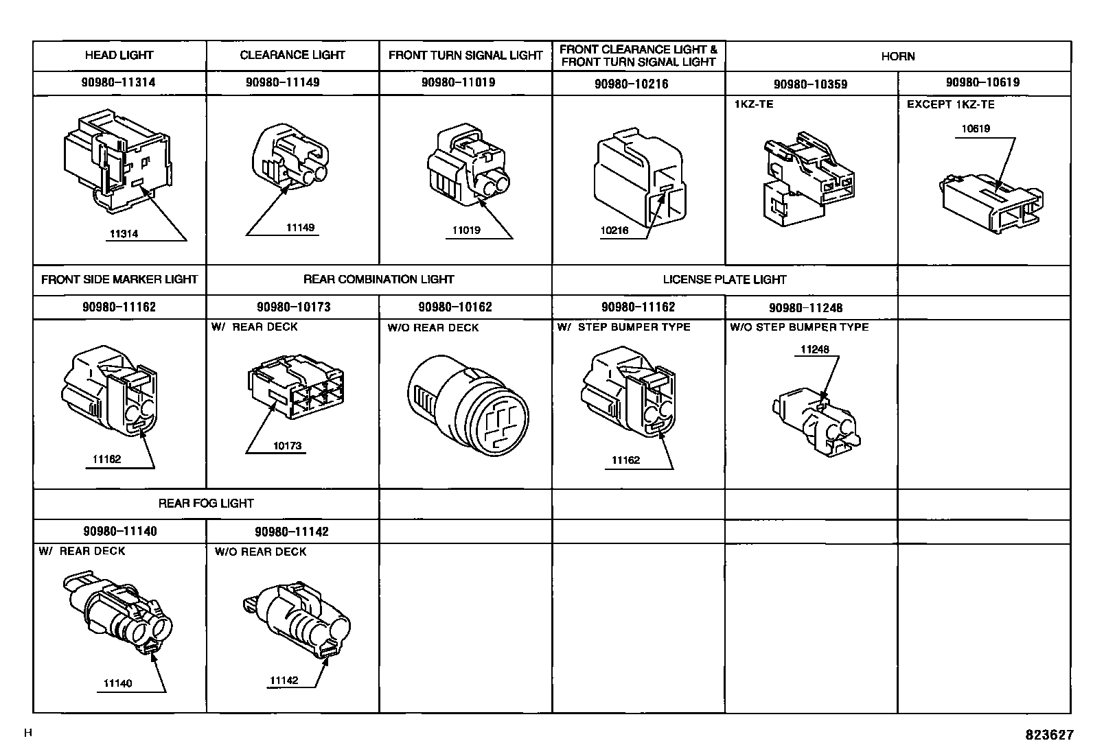 Toyota HILUX 线束和卡夹 EPC diagram — 823627