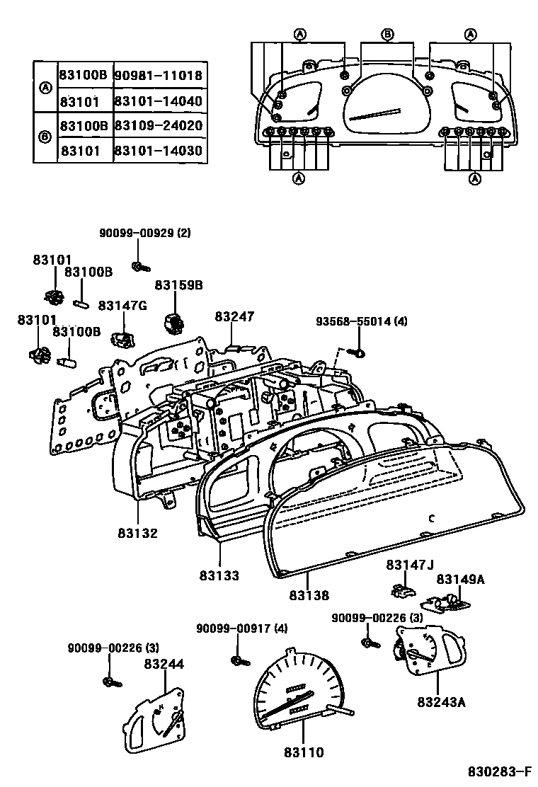 Toyota HILUX 仪表 EPC diagram — 830283F