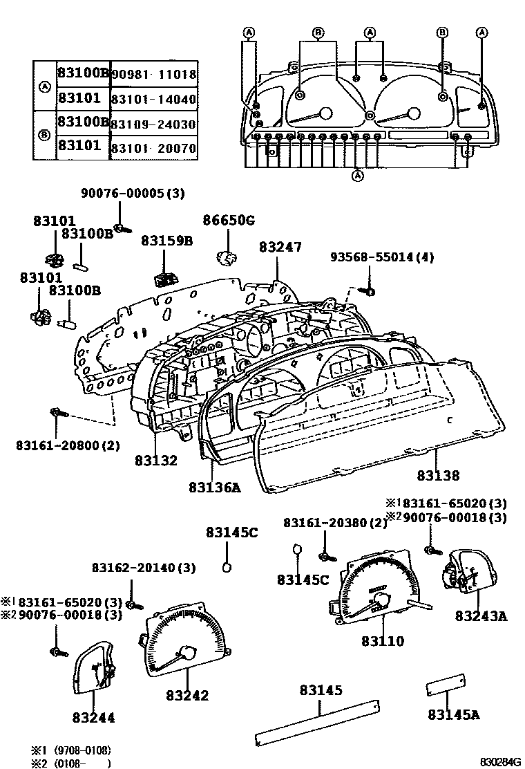 Toyota HILUX 仪表 EPC diagram — 830284G