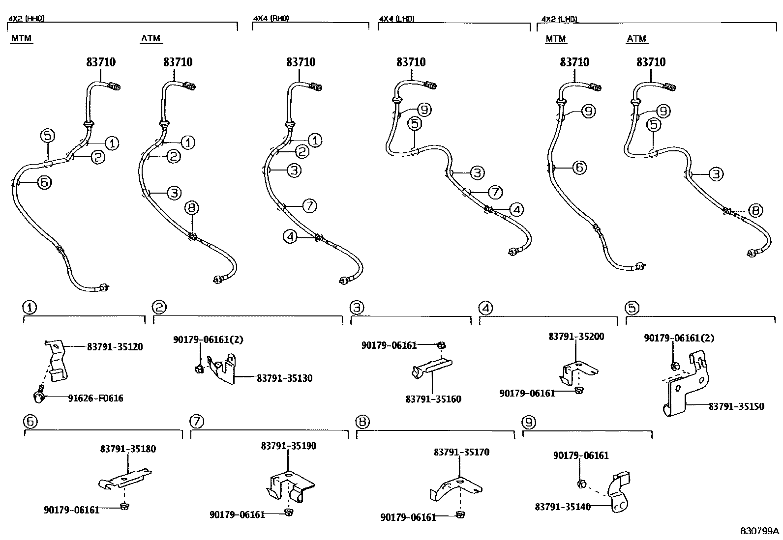 Toyota HILUX 仪表 EPC diagram — 830799A
