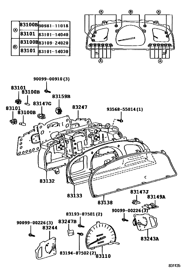 Toyota HILUX 仪表 EPC diagram — 831135