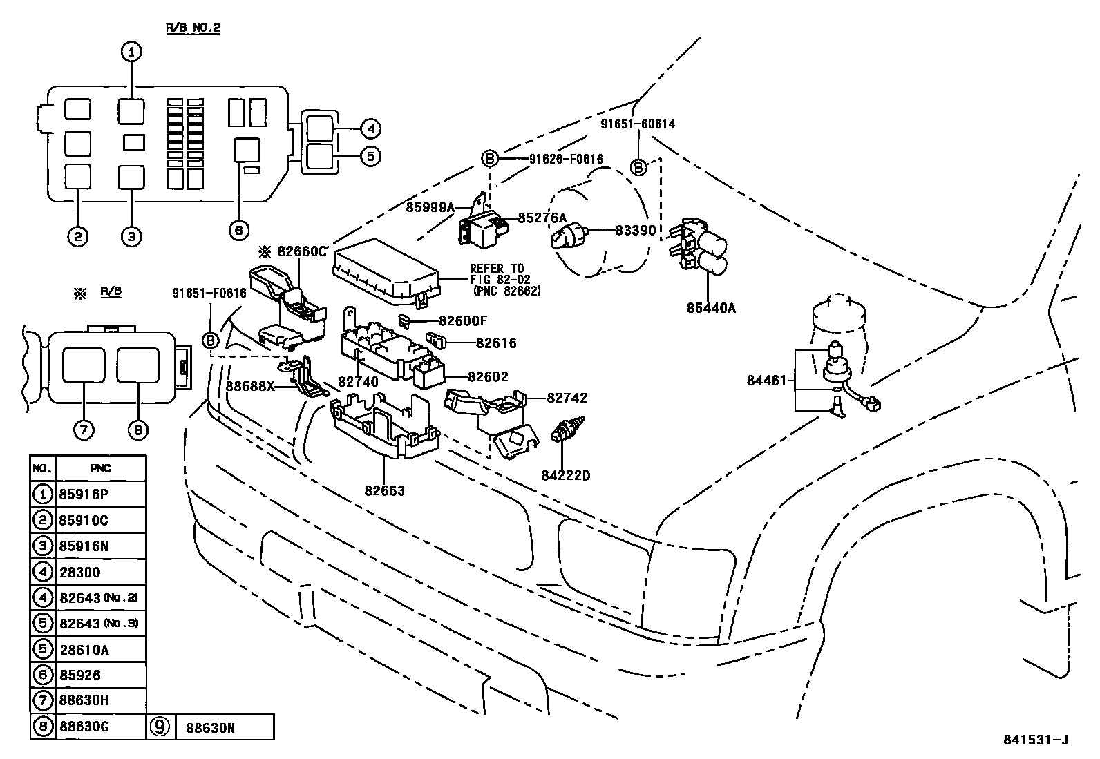 Toyota HILUX 开关和继电器和ECU EPC diagram — 841531J