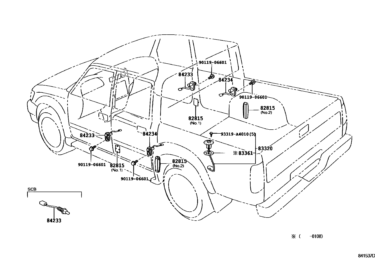 Toyota HILUX 开关和继电器和ECU EPC diagram — 841537D