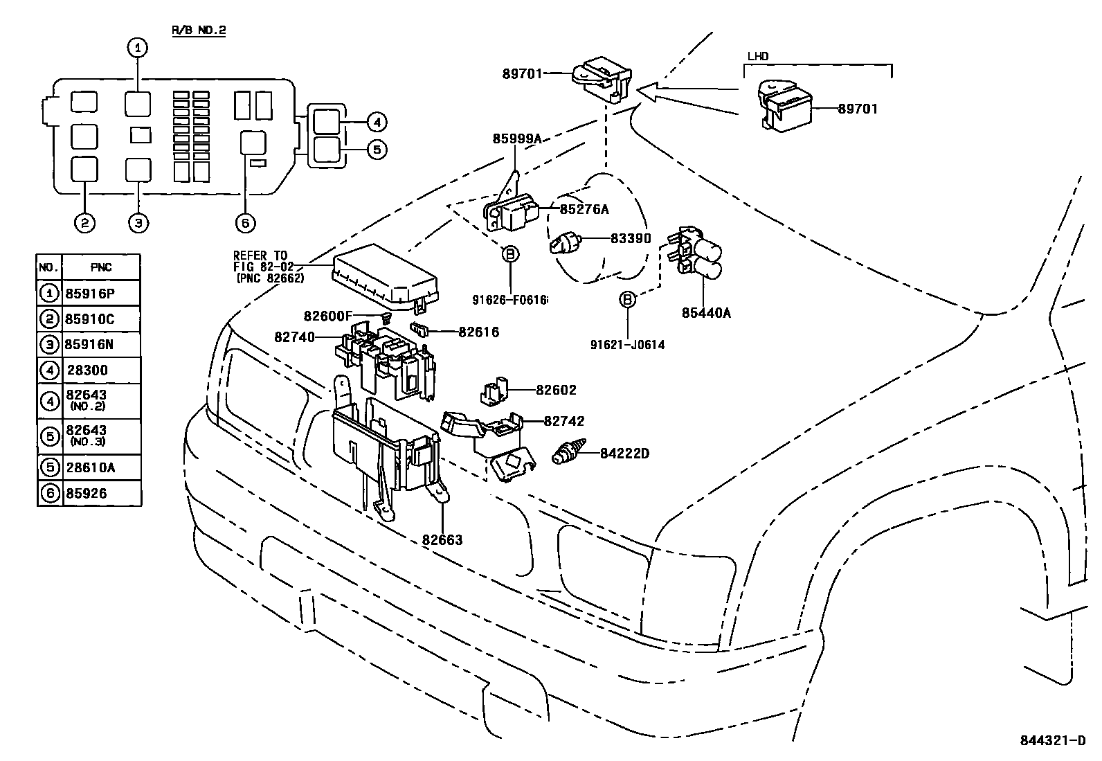 Toyota HILUX 开关和继电器和ECU EPC diagram — 844321D