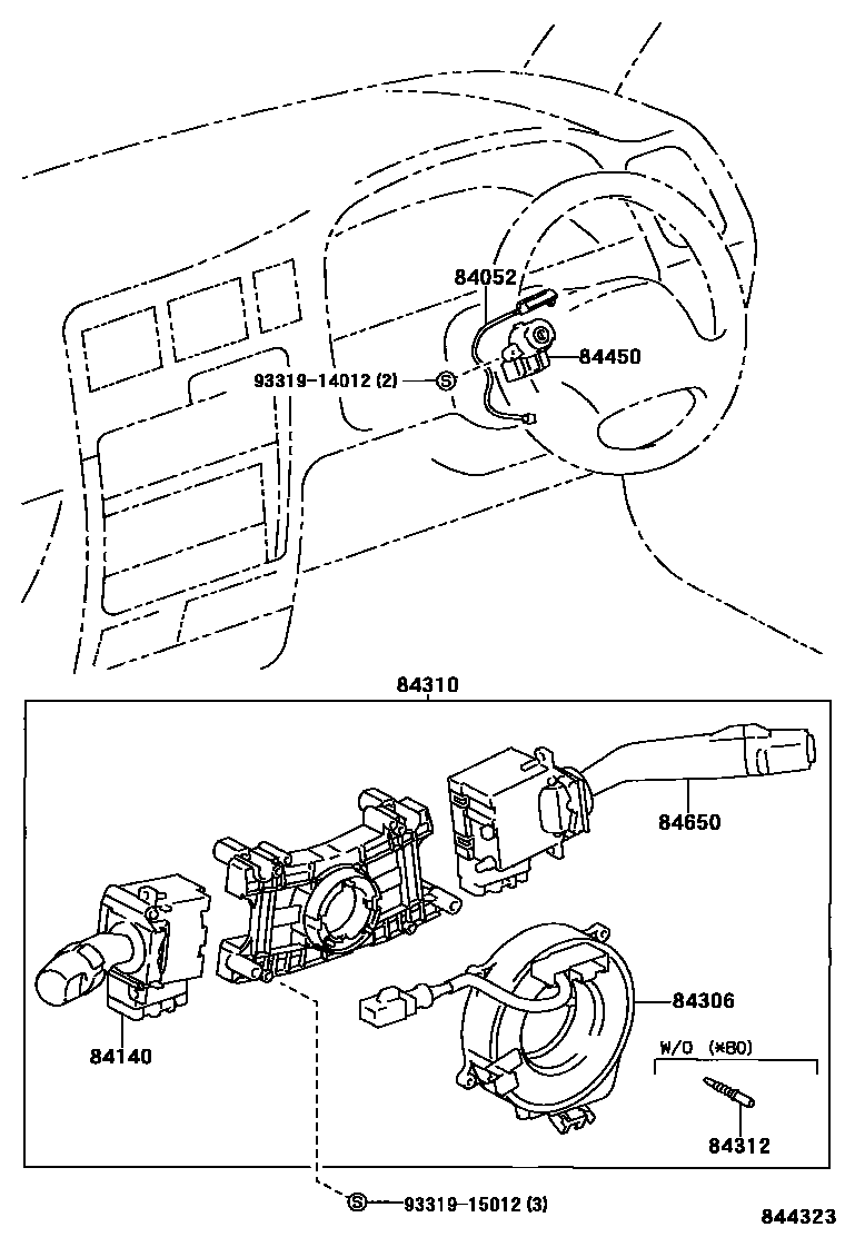 Toyota HILUX 开关和继电器和ECU EPC diagram — 844323