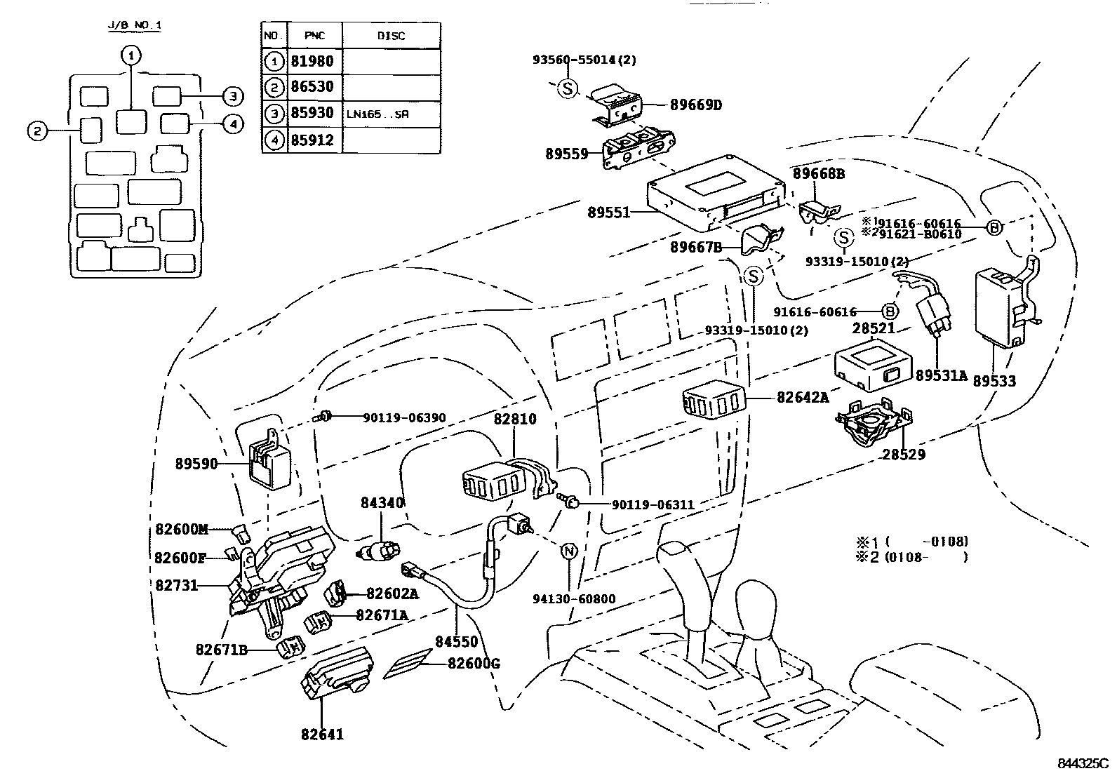 Toyota HILUX 开关和继电器和ECU EPC diagram — 844325C
