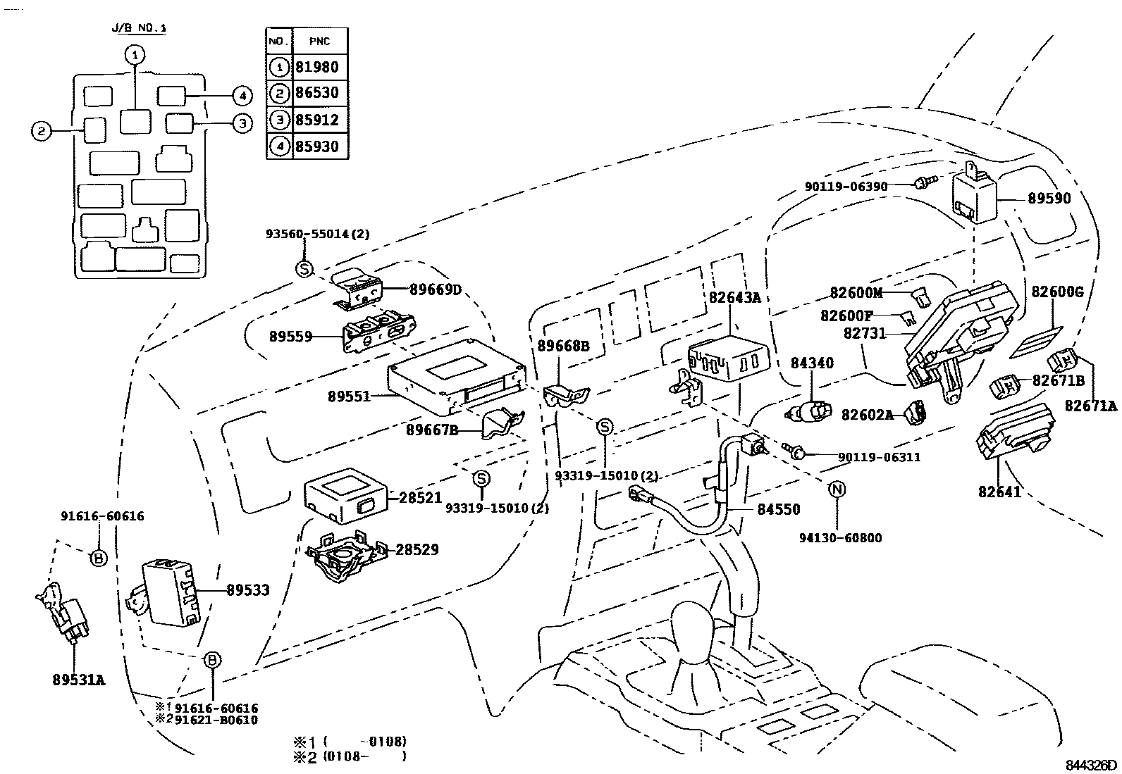 Toyota HILUX 开关和继电器和ECU EPC diagram — 844326D