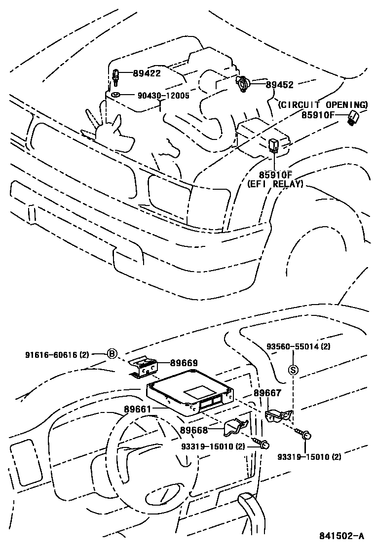 Toyota HILUX 电子燃油喷射系统 EPC diagram — 841502A