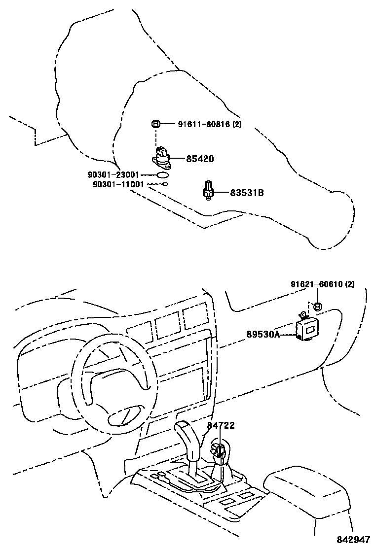 Toyota HILUX 超速档和电子控制变速器 EPC diagram — 842947