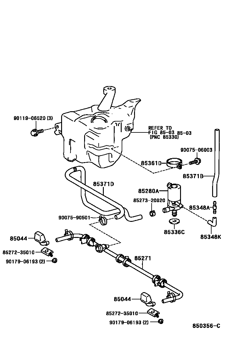 Toyota HILUX 前大灯清洗器 EPC diagram — 850356C
