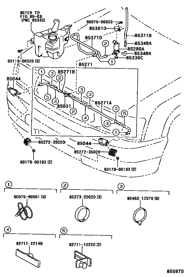 Toyota HILUX 前大灯清洗器 EPC diagram — 850970