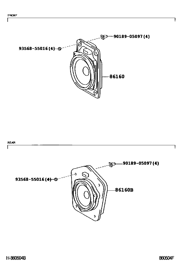 Toyota HILUX 扬声器 EPC diagram — 860504F