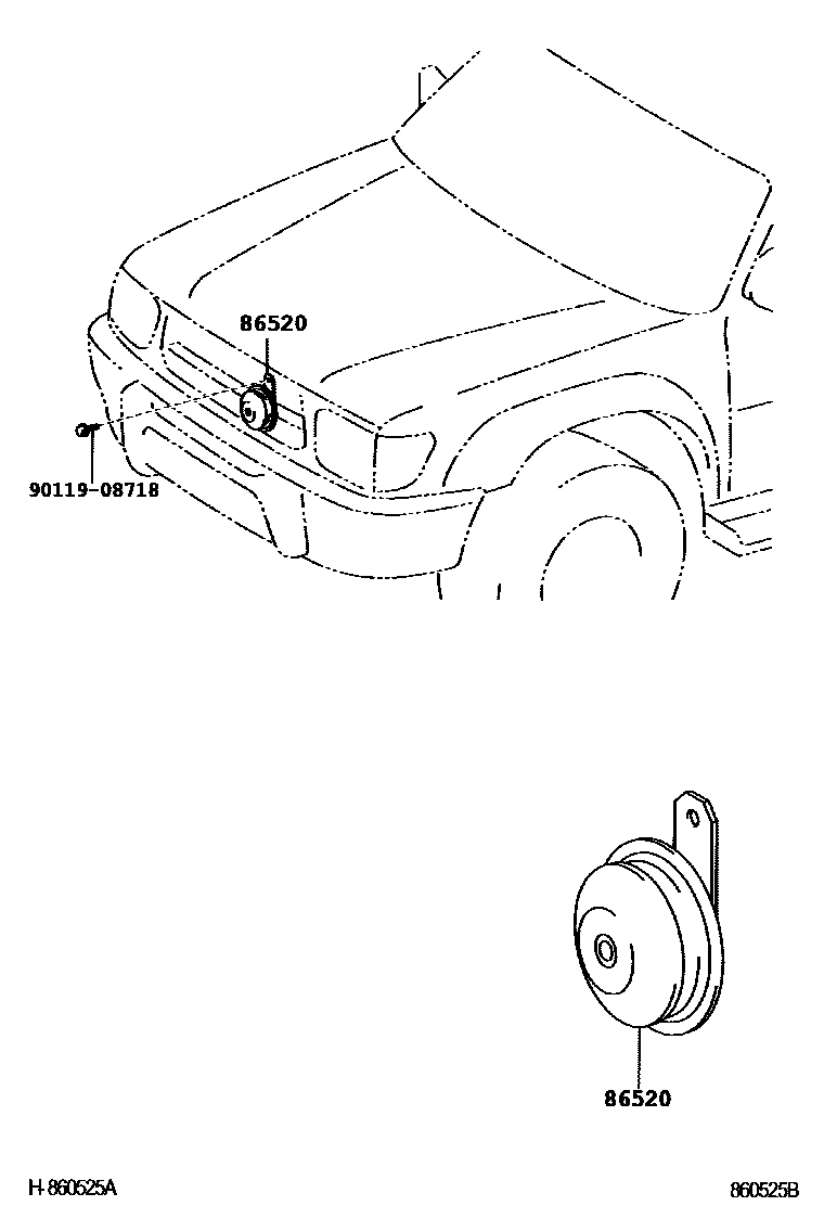 Toyota HILUX 喇叭 EPC diagram — 860525B