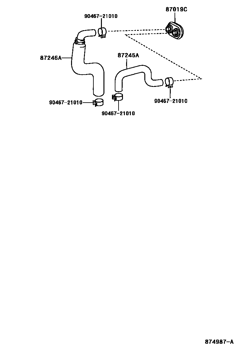 Toyota HILUX 暖风和空调系统 - 水管 EPC diagram — 874987A