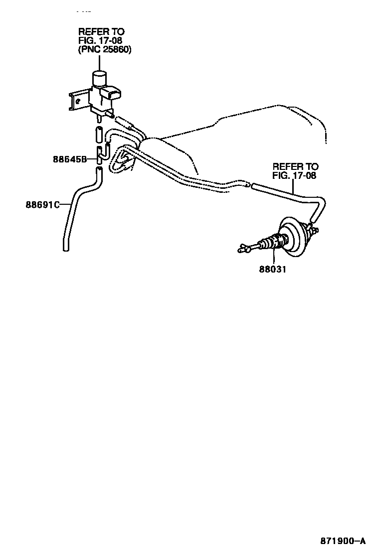 Toyota HILUX 暖风和空调系统 - 真空管 EPC diagram — 871900A