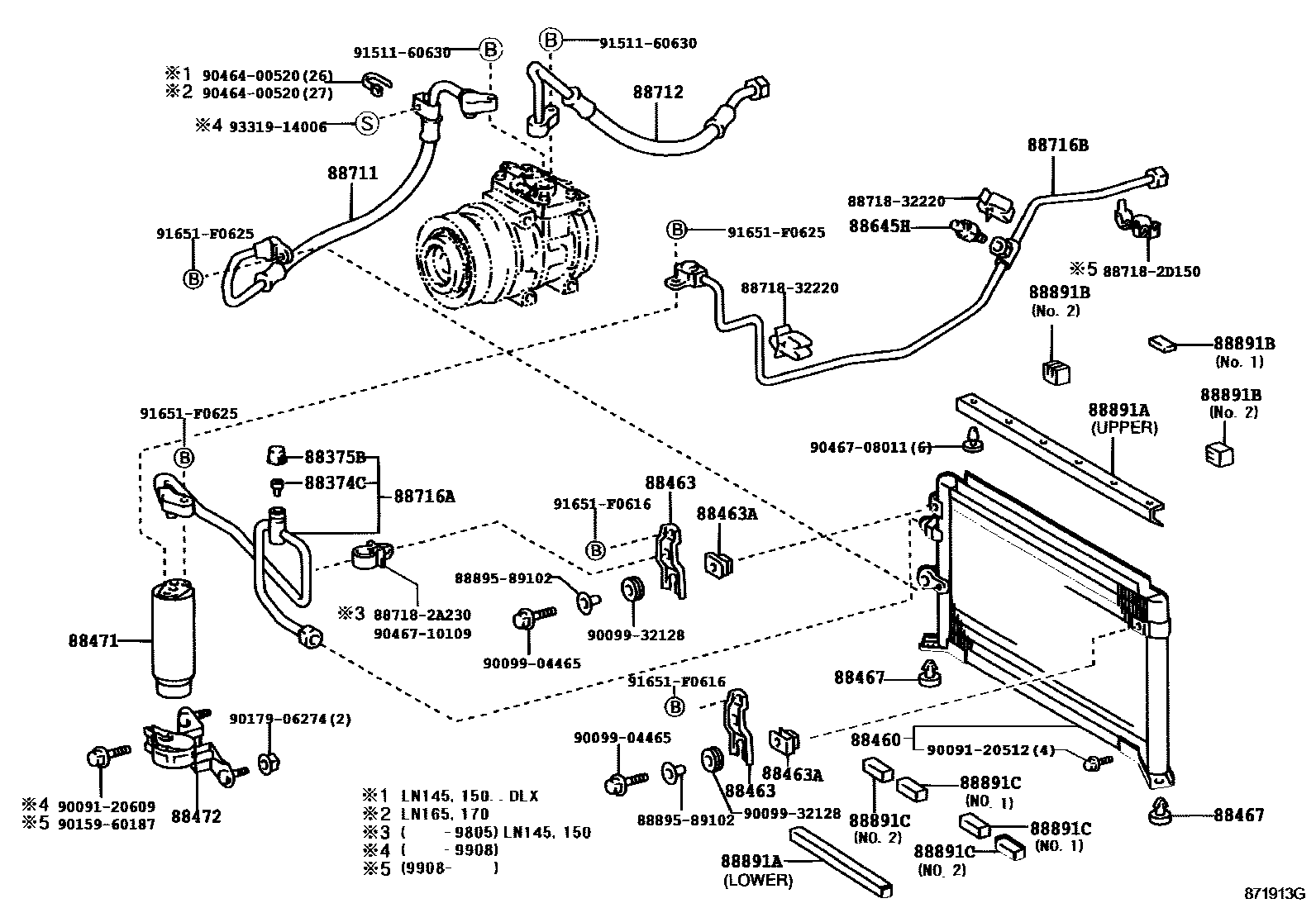 Toyota HILUX Heating & Air Conditioning - Cooler Piping EPC diagram — 871913G
