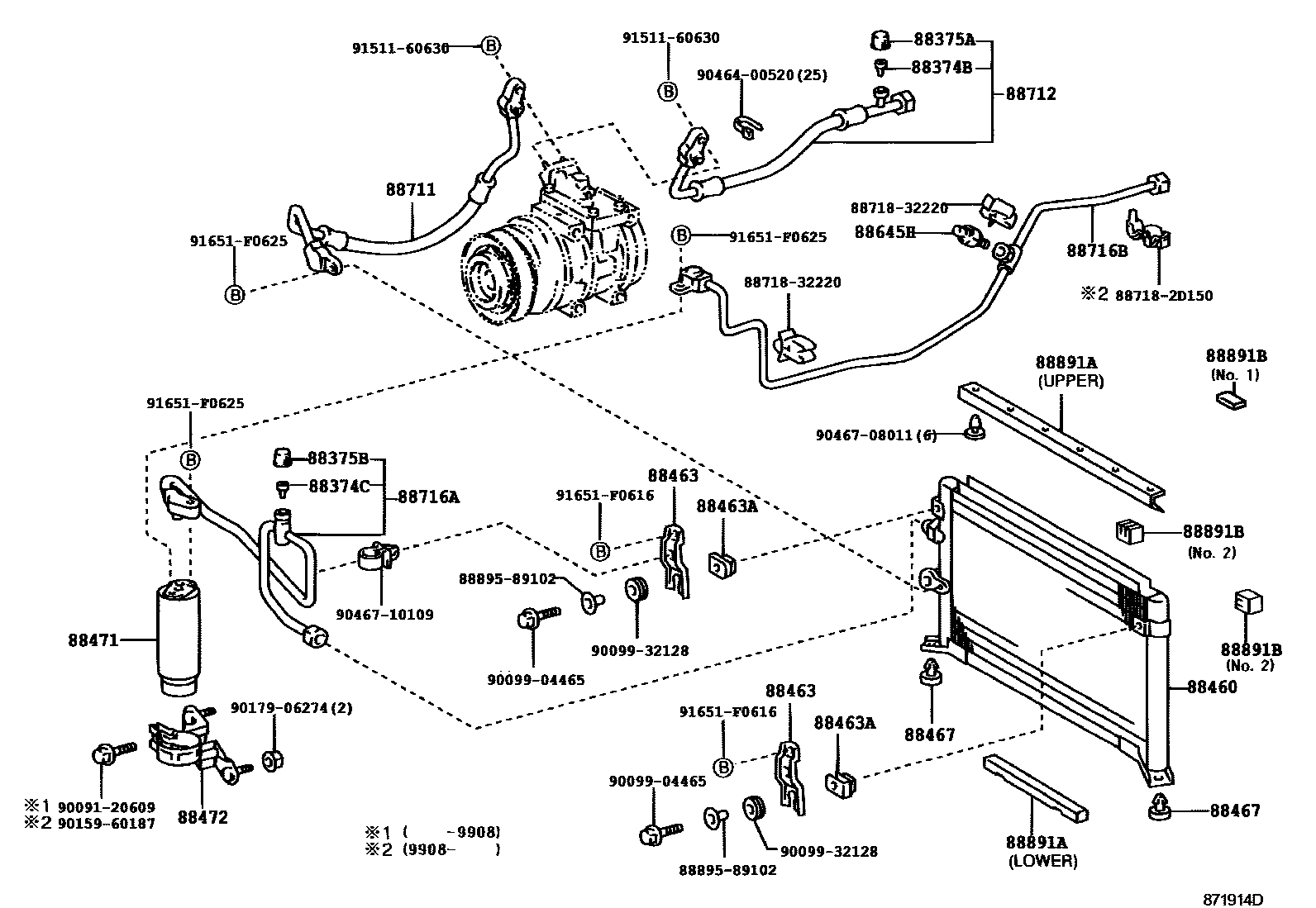 Toyota HILUX Heating & Air Conditioning - Cooler Piping EPC diagram — 871914D