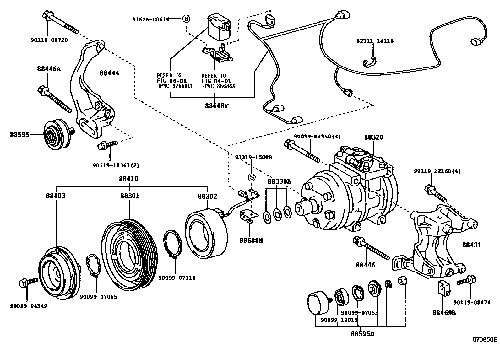 Toyota HILUX Heating & Air Conditioning - Compressor EPC diagram — 873850E