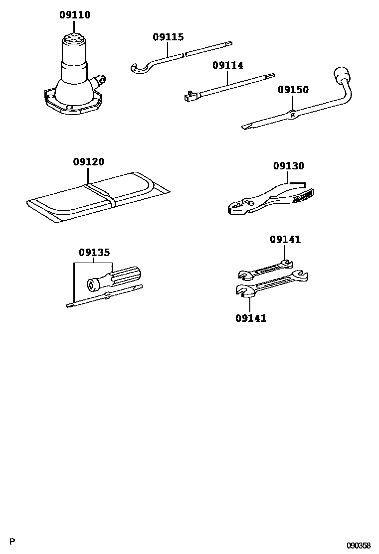 Toyota HILUX Standard Tools EPC diagram — 090358