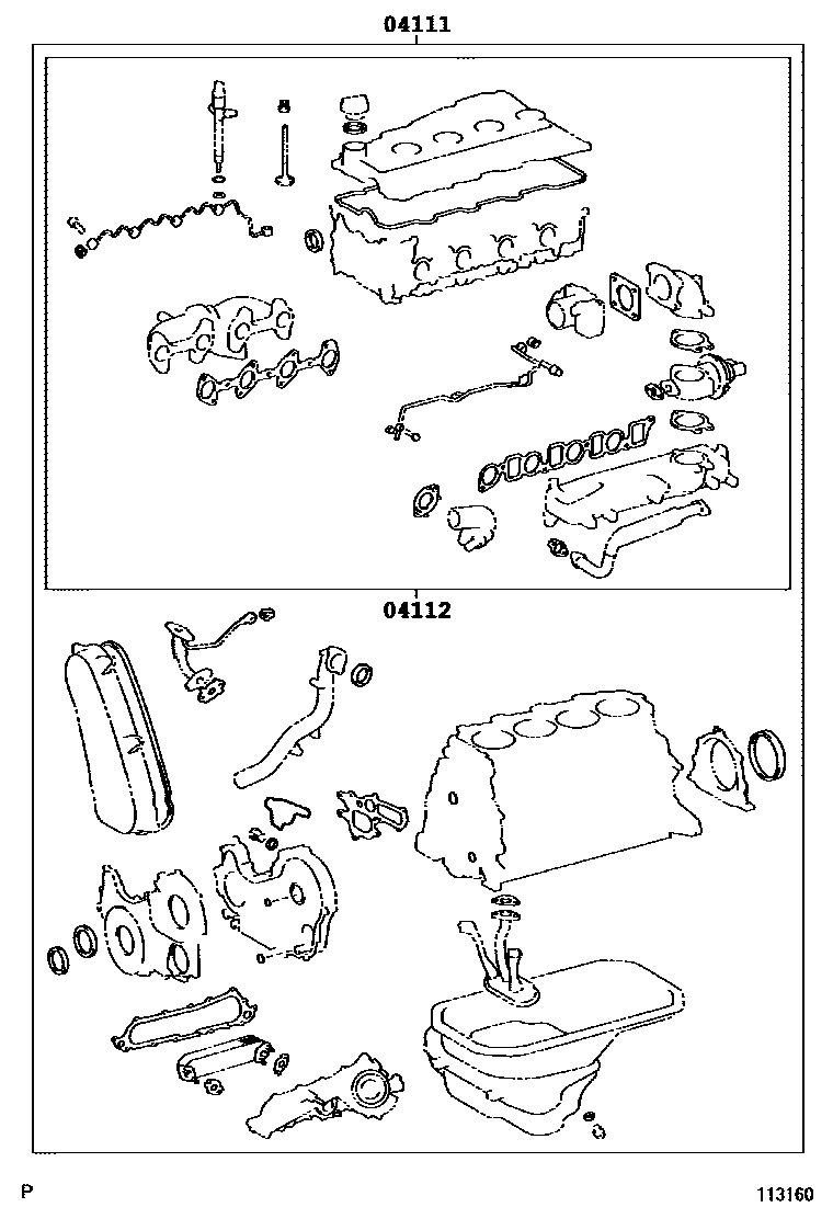 Toyota HILUX Engine Overhaul Gasket Kit EPC diagram — 113160