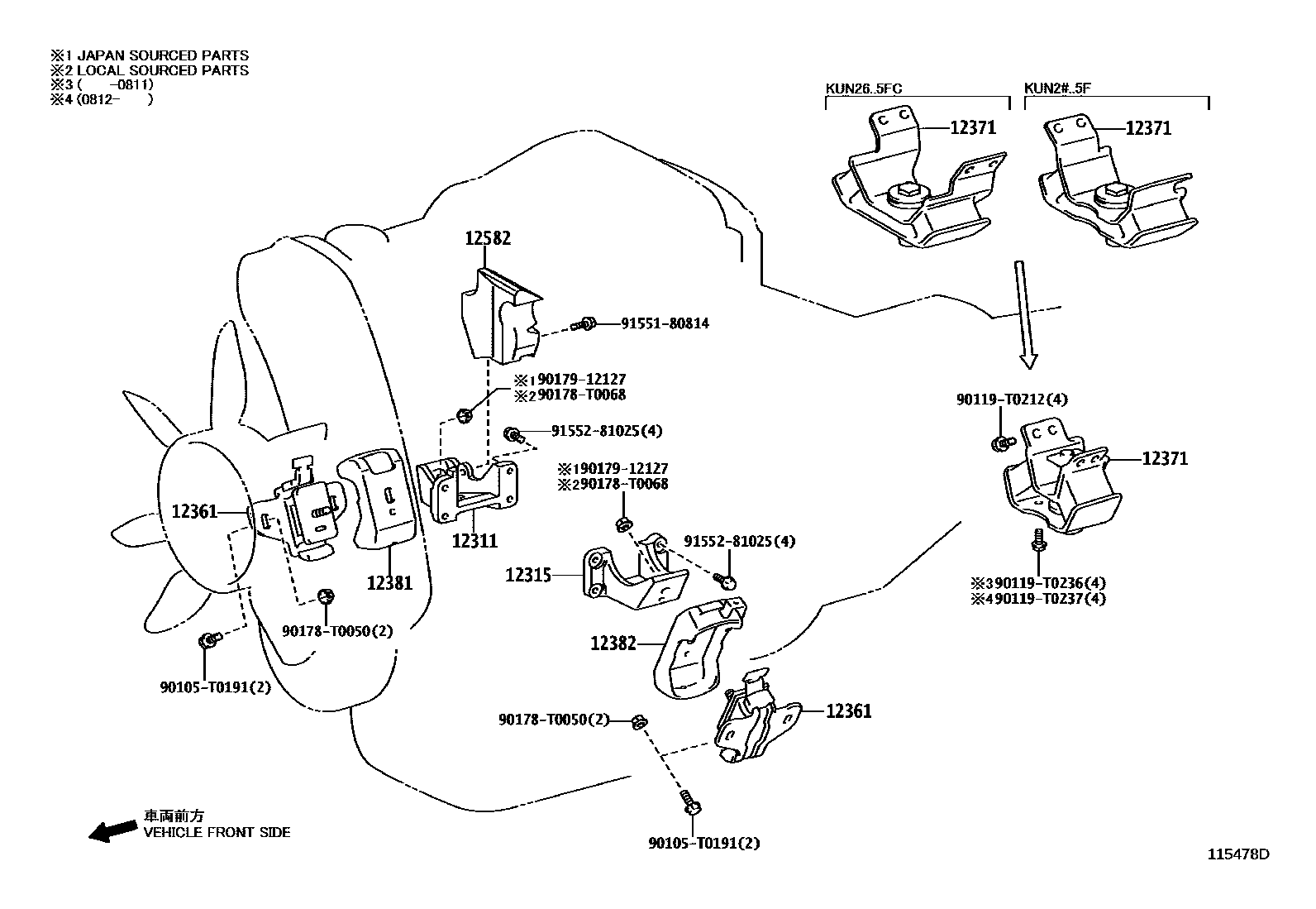 Toyota HILUX Engine Mounting EPC diagram — 115478D