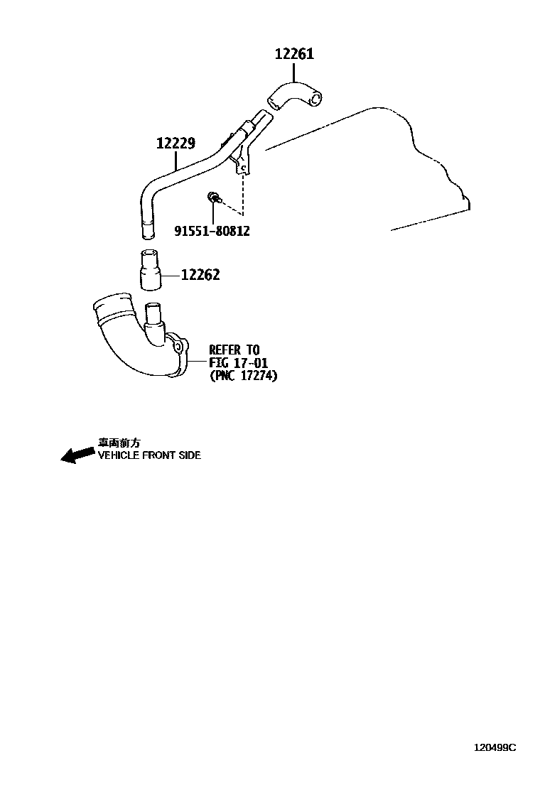 Toyota HILUX Ventilation Hose EPC diagram — 120499C