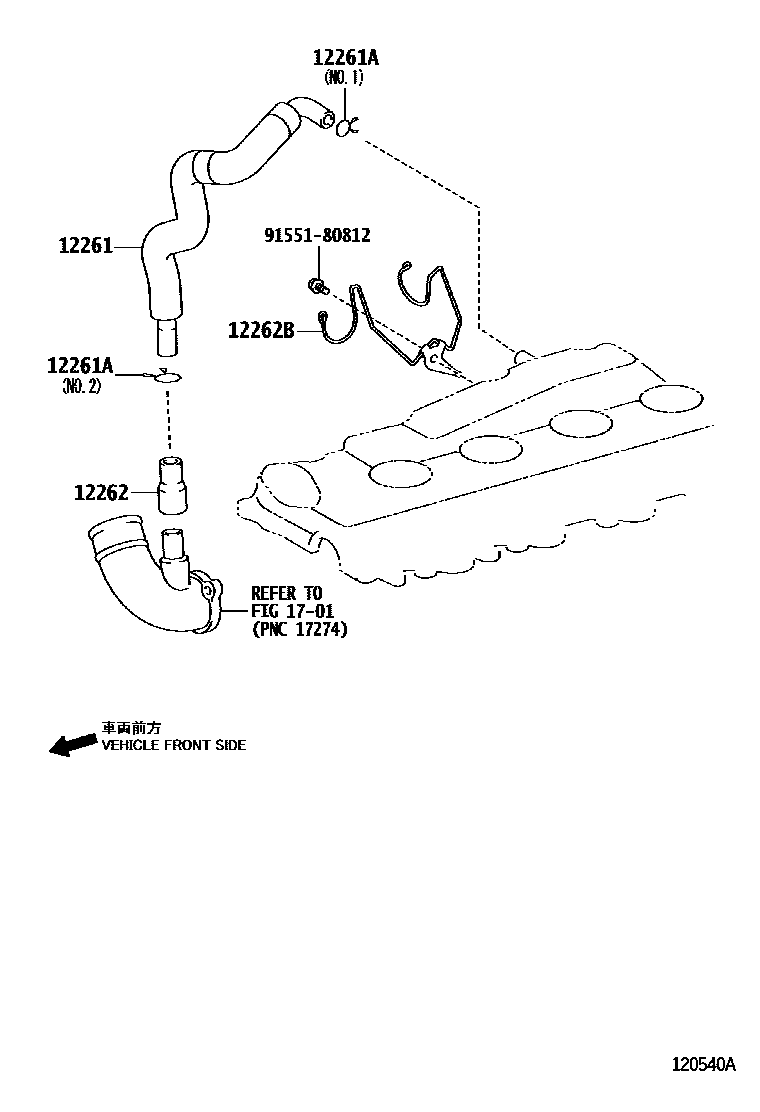 Toyota HILUX Ventilation Hose EPC diagram — 120540A
