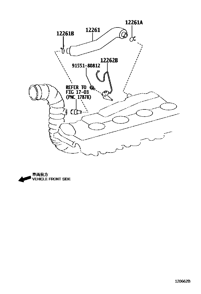 Toyota HILUX Ventilation Hose EPC diagram — 120662B
