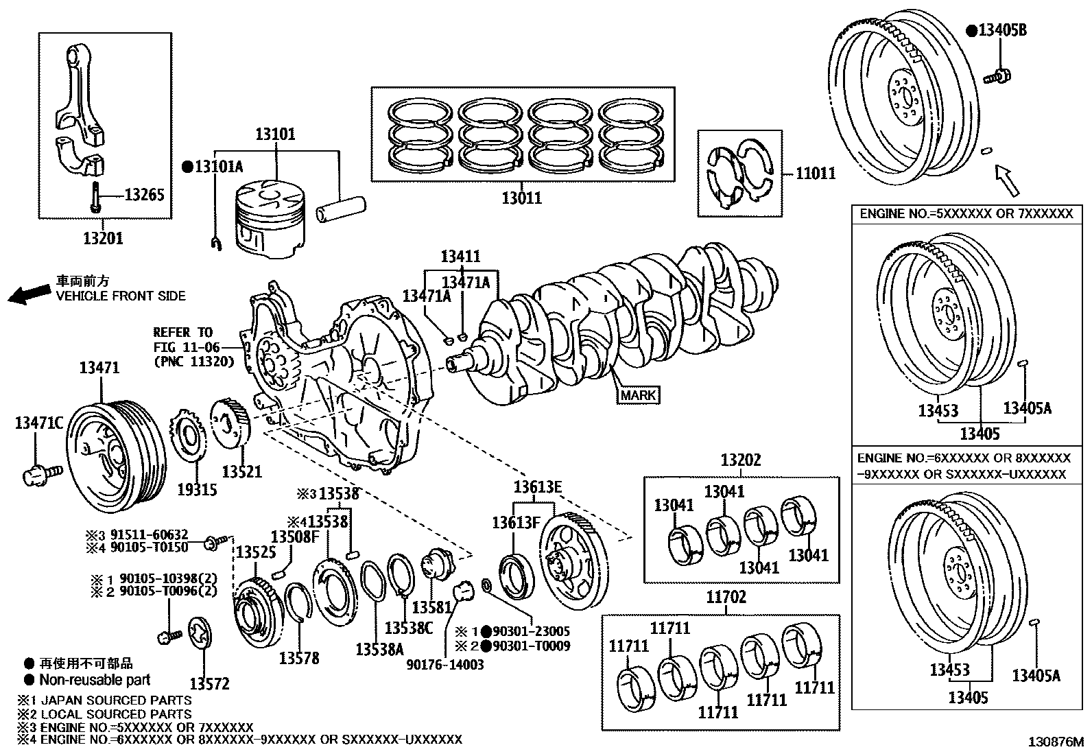 Toyota HILUX Crankshaft & Piston EPC diagram — 130876M