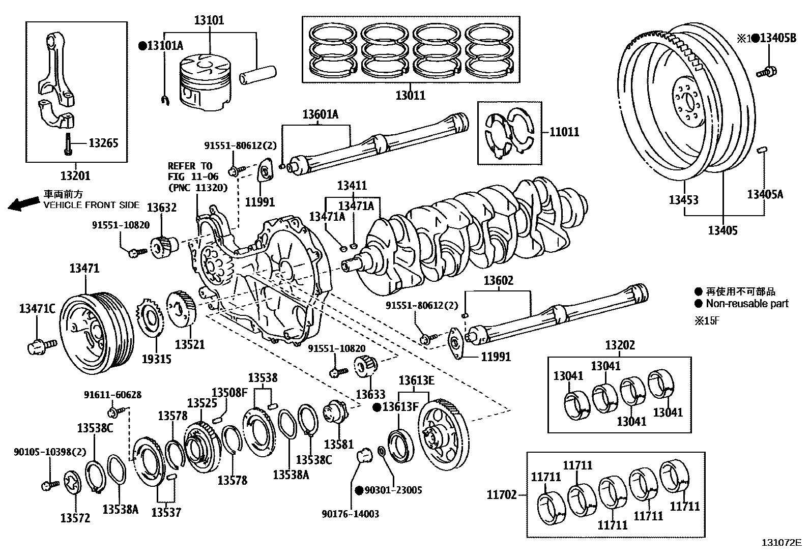 Toyota HILUX Crankshaft & Piston EPC diagram — 131072E
